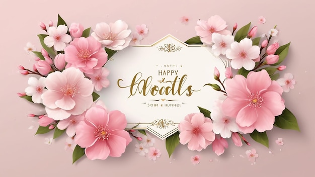 Mothers day greeting design with beautiful blossom flowers