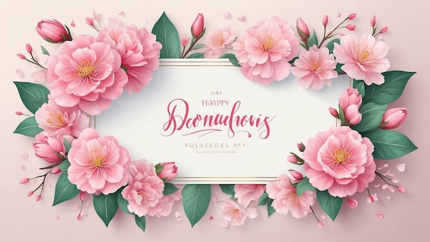 Mothers day greeting design with beautiful blossom flowers