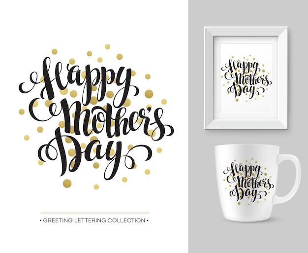 Vector mothers day hand lettering collection. mock-up design template. eps10