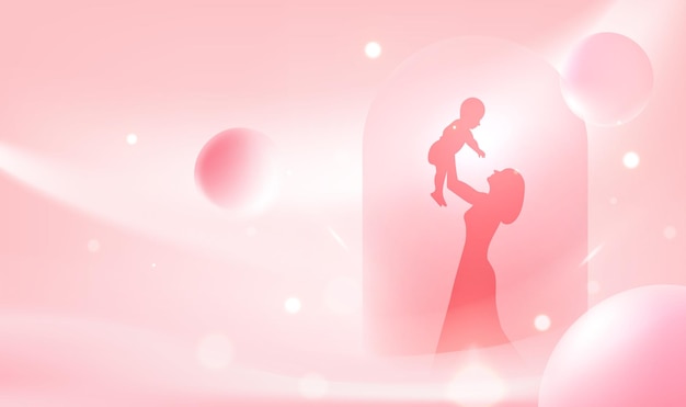 mothers day horizontal illustration mother holding child