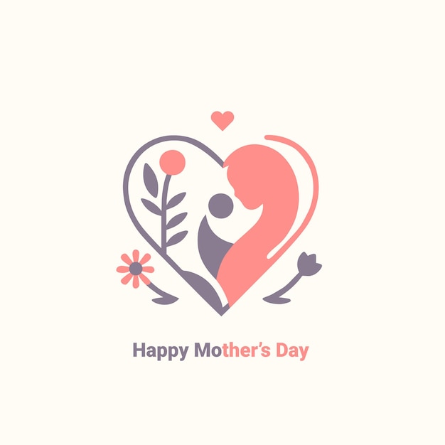 A mothers day illustration with hearts and flowers