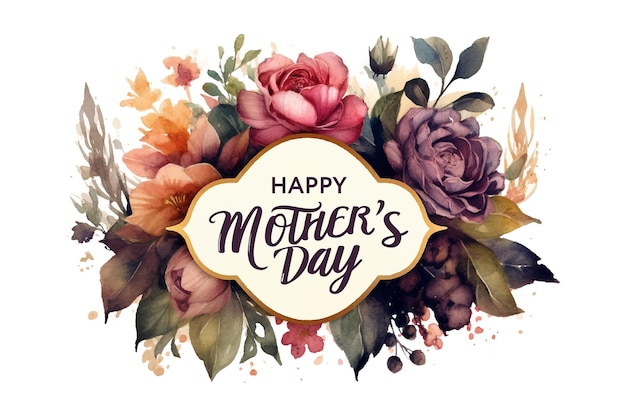 Логотип Дня матери с надписью Каллиграфия Карта цветочная рама