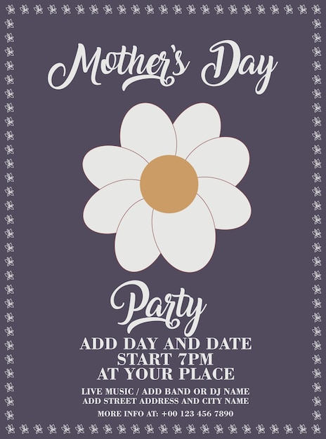 Vector mothers day party poster flyer or social media post design