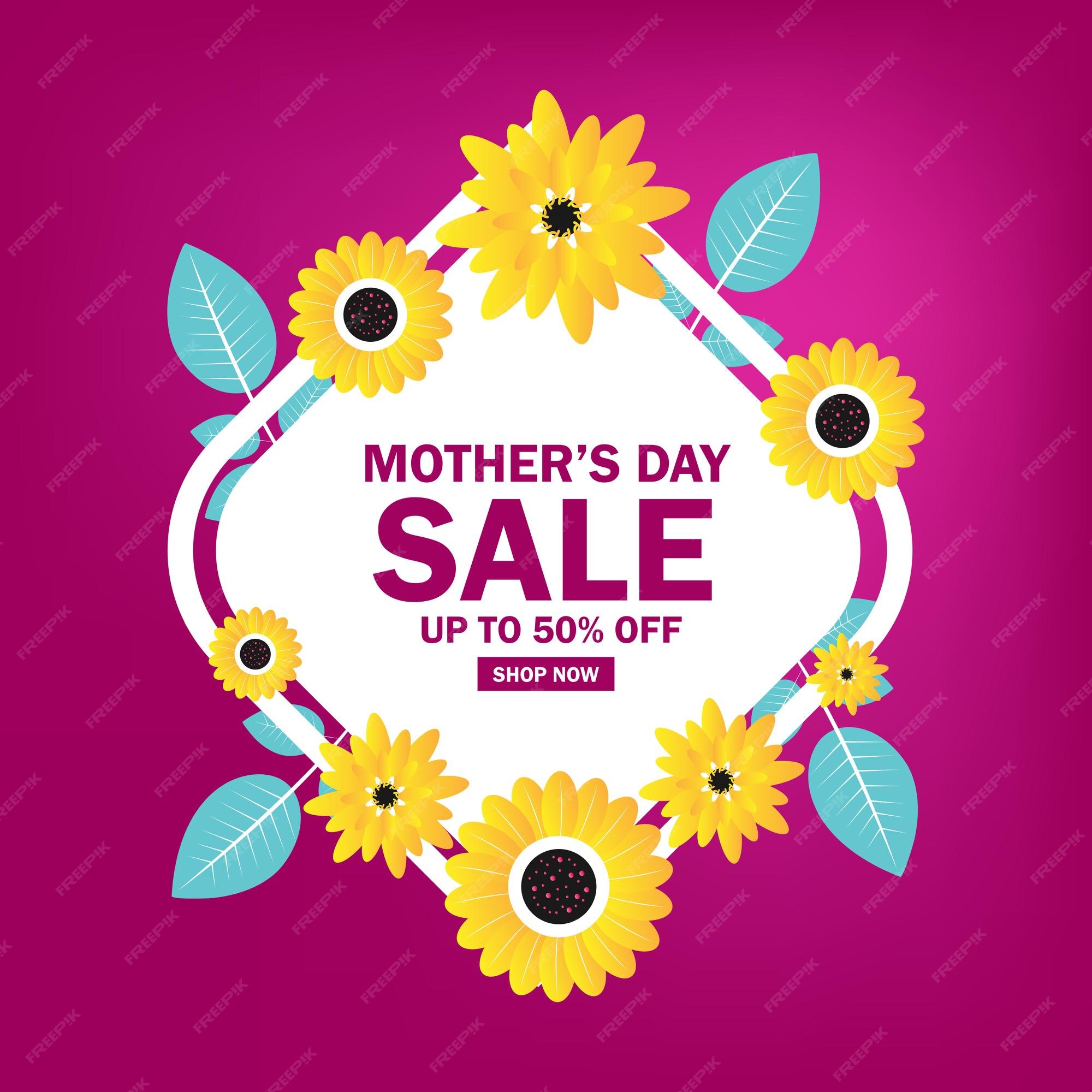 Premium Vector Mothers day sale background with flower and leaf