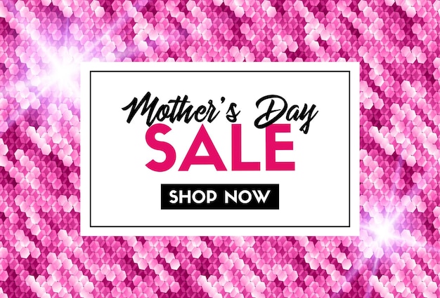 Mothers day sale promotion vector template with sparkles