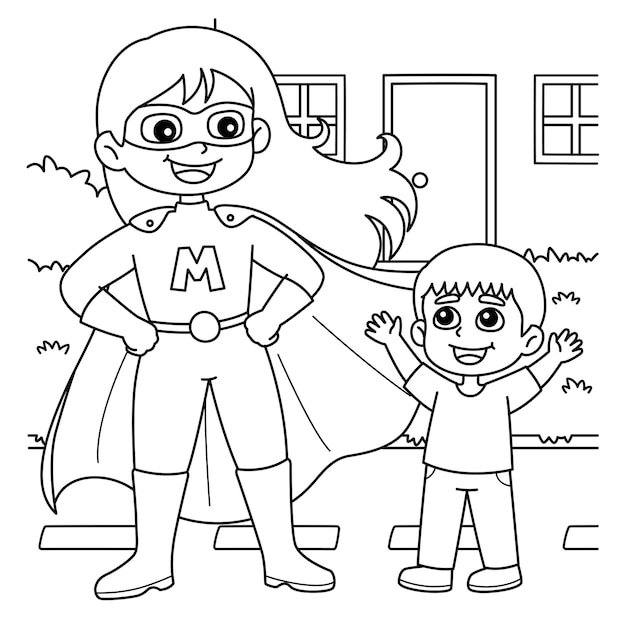 Mothers Day Supermom Coloring Page for Kids