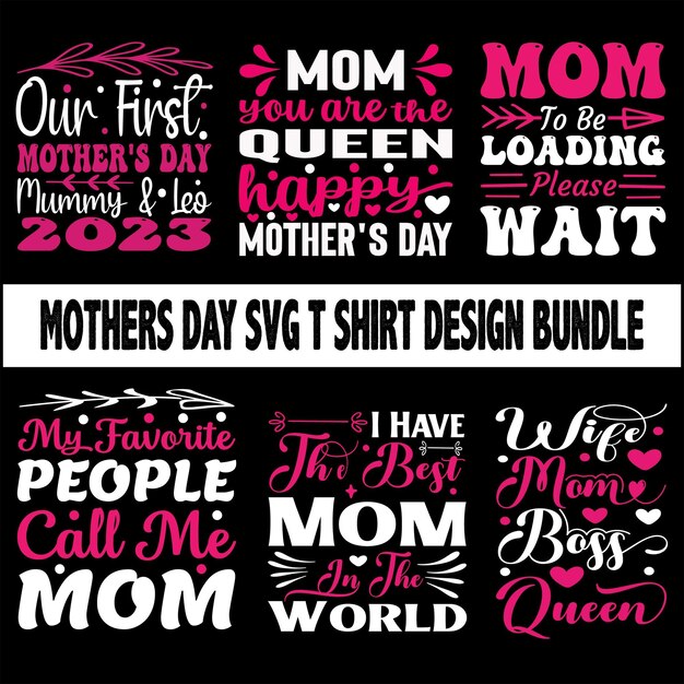 Vettore festa della mamma svg t shirt design bundle mamma t shirt mama mothers t shirt