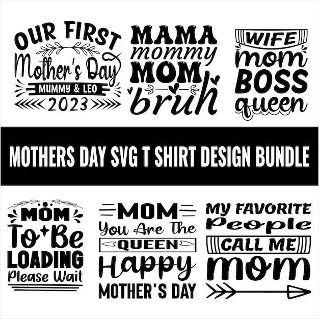 Vettore festa della mamma svg t shirt design bundle mamma t shirt mama mothers t shirt