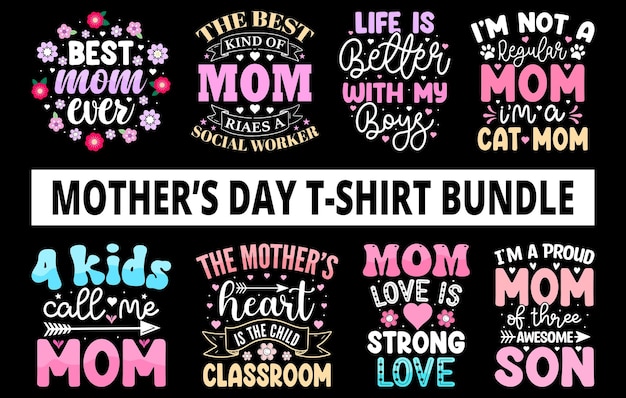 Mothers day t shirt bundle mothers day t shirt vector set happy mothers day tshirt set