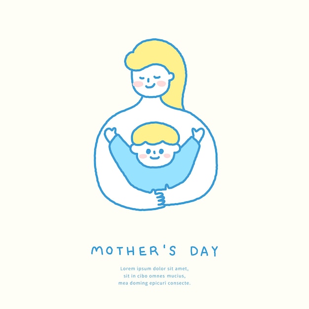 Vector mothers day template with mother and child illustration