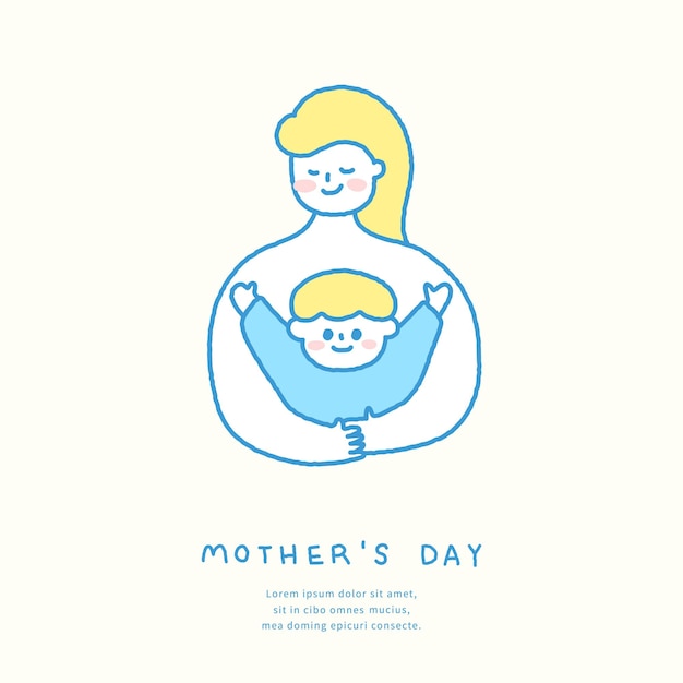 Mothers day template with mother and child illustration