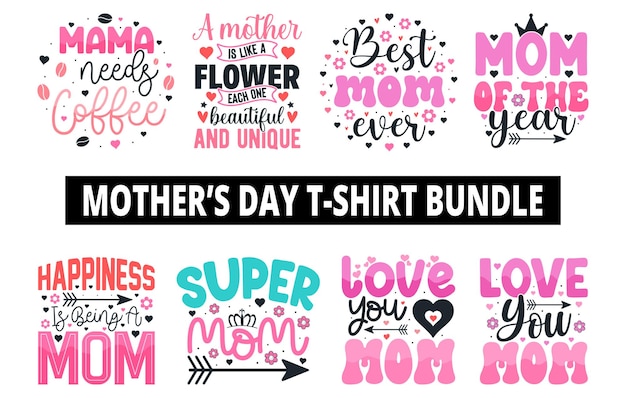 Mothers day tshirt bundle mothers day t shirt vector set happy mothers day tshirt set