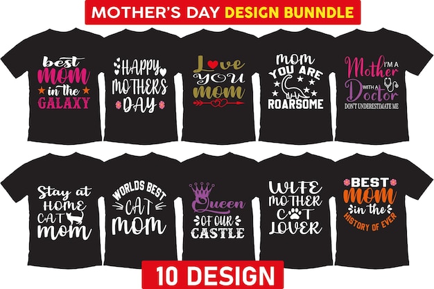 Vector mothers day typography tshirt design bundle