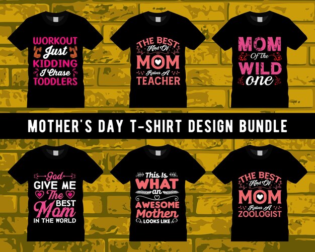 Vettore festa della mamma tipografia vettore 't shirt design bundle'