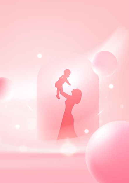 mothers day vertical illustration mother holding child