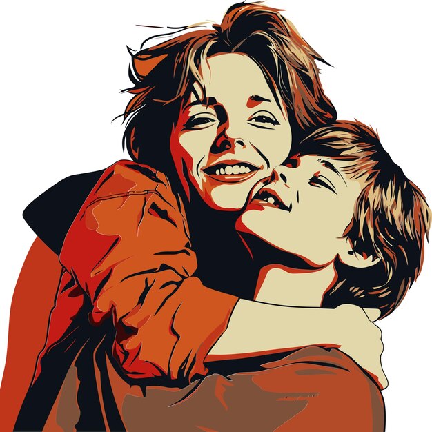 Vector mothers warm embrace vector illustrationaffectionate moms love vector design