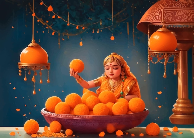 Vector motichoor laddu illustration