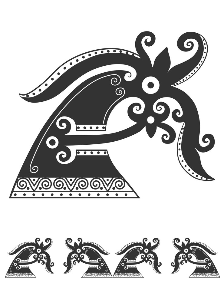 Vector motif gajah dayak borneo