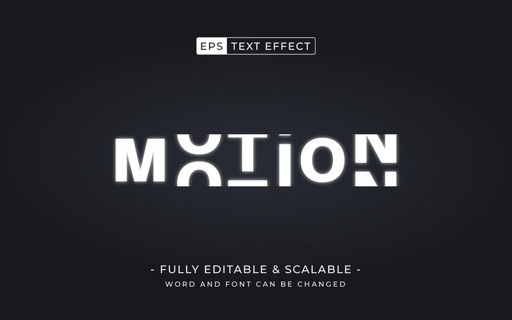 Vector motion 3d text effect blurred text effect style