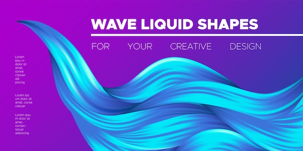 Vector motion background template with 3d fluid shapes