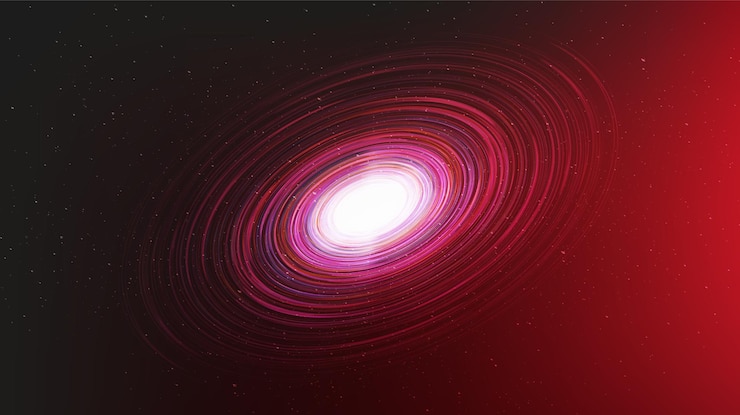 Vector motion black hole on red galaxy background