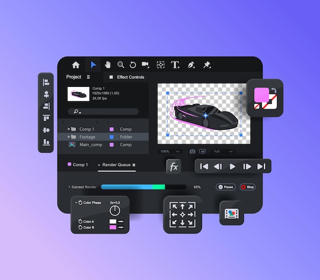 Vector motion designer software. creating video effects and animations