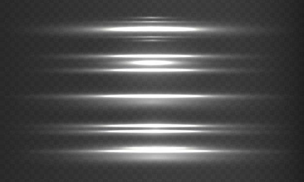 Эффект движения Движущиеся быстрые линии Линия скорости Лазерные лучи Горизонтальные лучи белого света Светящаяся вспышка Вектор