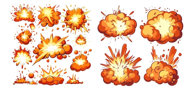 Vector motion explosion cartoons explosion frames with animated shots fire frames with explosions