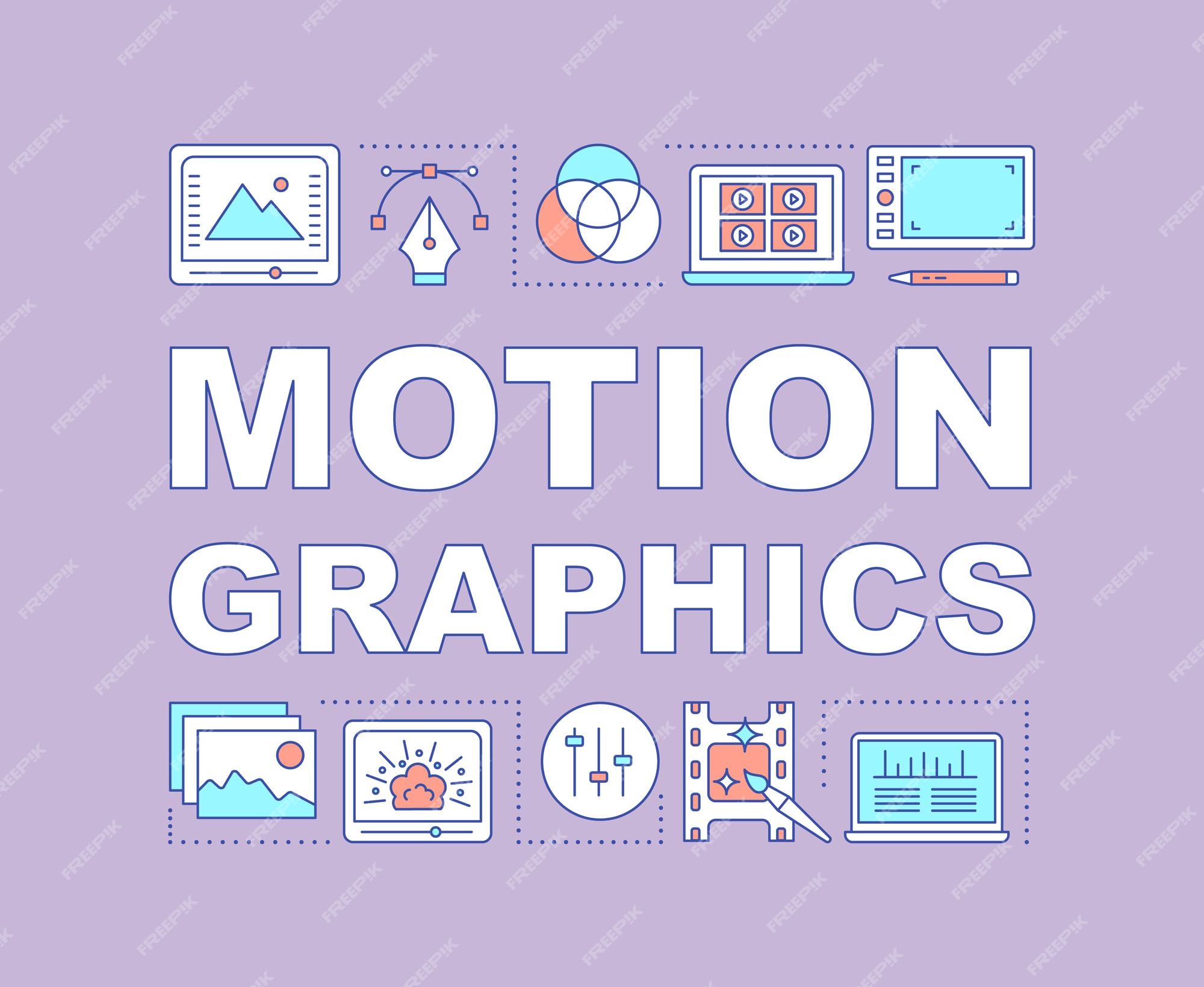 Premium Vector | Motion graphics word concepts banner. visual effects. animation. video editing services. presentation, website. isolated lettering typography idea with linear icons. vector outline illustration Premium Vector | Motion graphics word concepts banner. visual effects. animation. video editing services. presentation, website. isolated lettering typography idea with linear icons. vector outline illustration