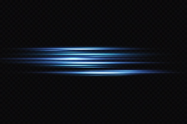 Effetto luce di movimento per banner. linee blu. l'effetto della velocità su uno sfondo blu.linee di luce