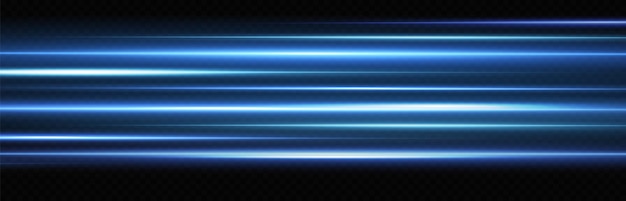 Effetto luce di movimento per banner. linee blu. l'effetto della velocità su un background.lines blu