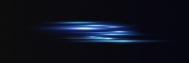 Effetto luce di movimento per banner. linee blu. l'effetto della velocità su uno sfondo blu. linee