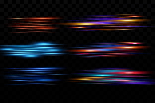 Vector motion light effect for banners blue lines the effect of speed on a blue background red lines