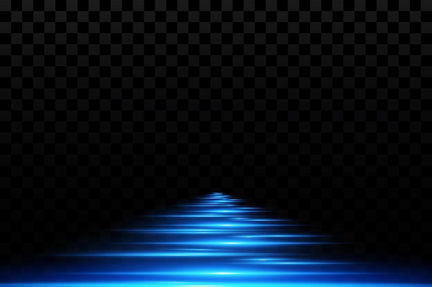 Effetto luce di movimento per banner linee blu l'effetto della velocità su uno sfondo blu