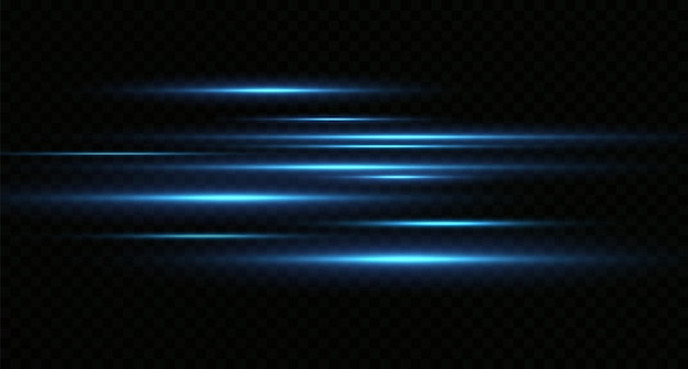 Effetto luce di movimento per banner linee blu l'effetto della velocità su uno sfondo blu