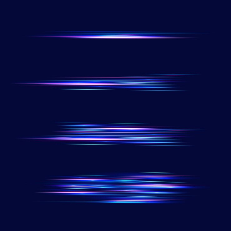 Vector motion light effect for banners. blue lines. the effect of speed on a blue .  red lines of light, speed and movement. vector lens flare.