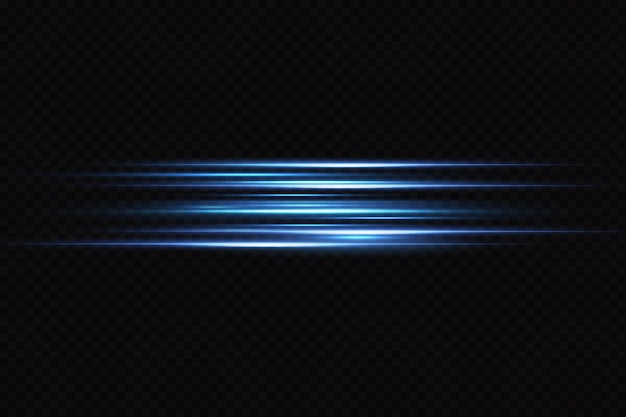 バナーのモーション ライト効果。青い線。青色の背景に対する速度の効果。行