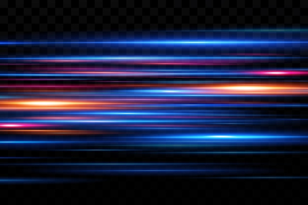 ベクトル バナーのモーションライト効果青い線青い背景の速度の影響赤い線