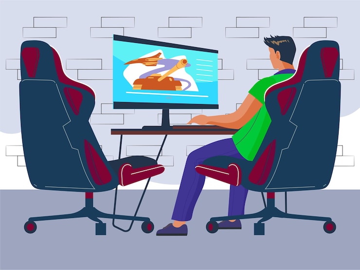 Vector motion simulator concept illustration stylish and beautiful