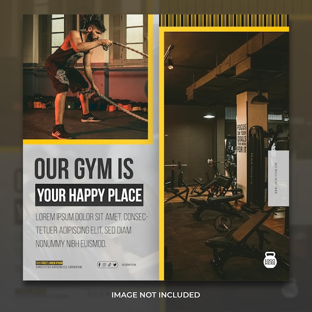 Vettore motivare inspire gym fitness modello di post sui social media