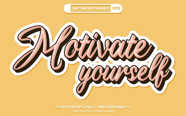 Vector motivate yourself 3d editable motivational quote vector text style effect