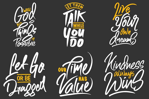 Motivatie typografie offerte ontwerp bundel voor T-shirt, poster of andere koopwaar.