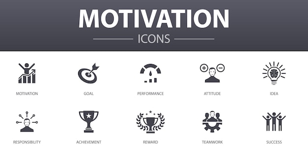 Motivation simple concept icons set. contains such icons as goal, performance, achievement, success and more, can be used for web, logo, ui/ux