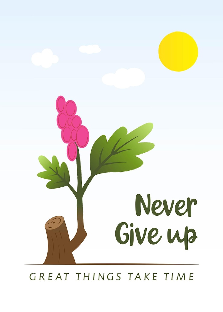 वेक्टर motivational illustration featuring a growing plant and stylish typography