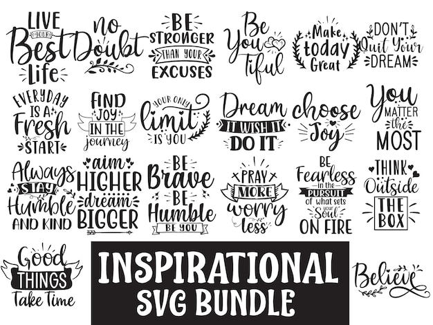 Citazioni ispiratrici motivazionali bundle svg bundle di citazioni positive