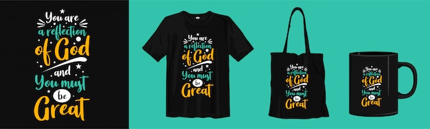 Citazioni motivazionali sulla religione. t-shirt tipografia, tote bag e design a coppa