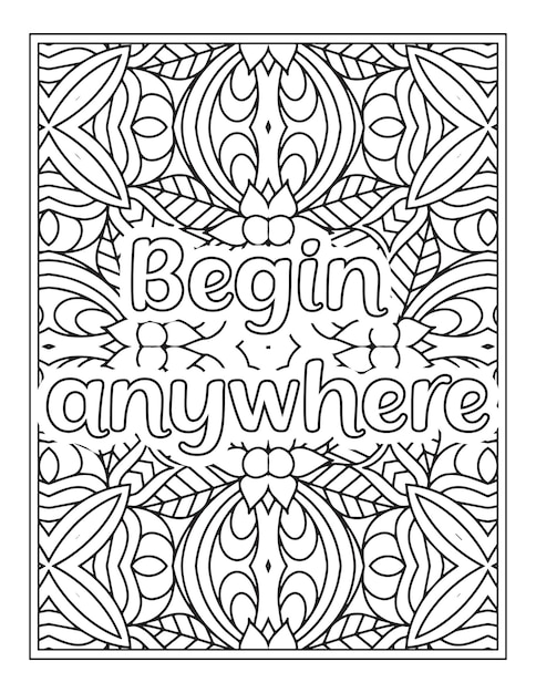 Vector motivational quotes coloring book page inspirational quotes coloring page coloring page