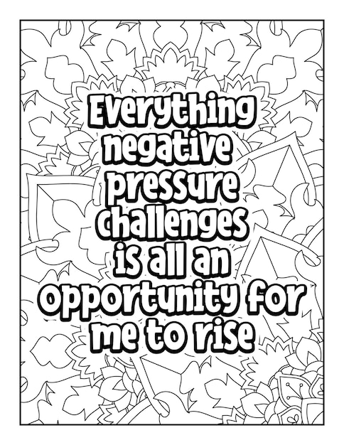 Vector motivational quotes coloring page inspirational quotes coloring page coloring page for adults