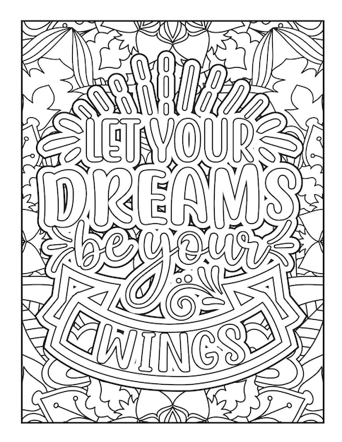 Vector motivational quotes coloring page inspirational quotes coloring page coloring page for adults