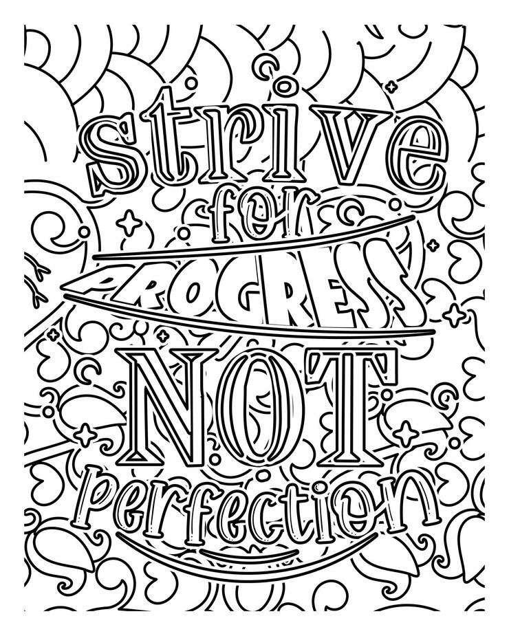 Vector motivational quotes coloring page motivational quotes outline design linear design
